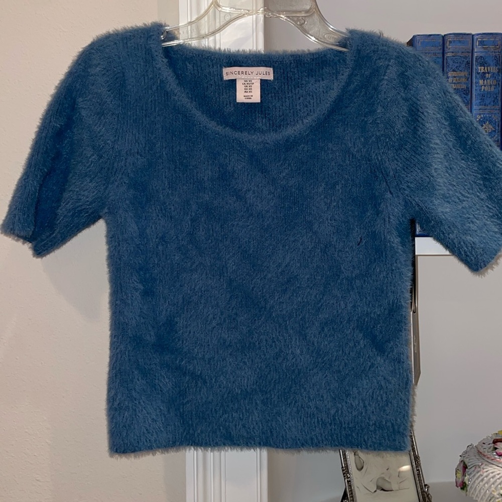 NEW fuzzy blue top